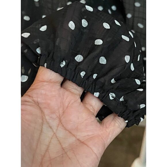 Polka Dot Sheer Long Puffy Sleeves Blouse Size 12 - Picture 5 of 11
